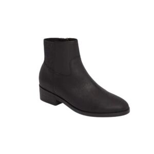 Eileen Fisher Joyce Boots Booties Womens 7 Black Leather Low Stacked Heel Zip Up